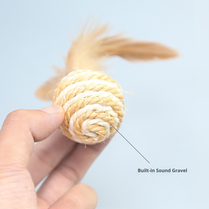 Futurepets all'ingrosso durevole Sisal palla gatto giocattolo con piume di cuoio e caratteristiche resistenti ai graffi per animali domestici e proprietari - Product Image 6