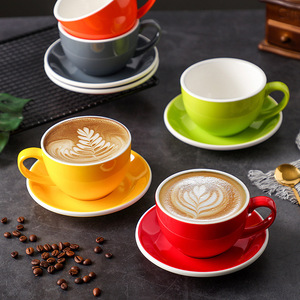 Kingze personalizado impreso brillante color esmalte cerámica 350ml gran capacidad árabe capuchino café té tazas y platillos - Product Image 2