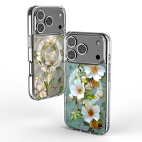 Coque de téléphone rigide transparente magnétique avec impression UV florale semi-perméable pour iPhone 18 Pro Max 17