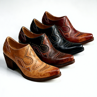 Nouvelles Arrivées Bottes à Talons Pointus Vintage pour Femmes, Chaussures Décorées de Clous, Bottines Western Cowboy à Enfiler pour Femmes