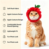 Chapeau en peluche douce pour animaux de compagnie en forme de pomme, coiffe élastique mignonne pour chat, accessoire amusant pour chaton pour les fêtes, le cosplay et la photographie
