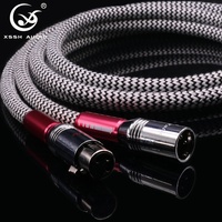 Câbles XLR XSSH HIFI 7N PCOCC OFC cuivre 2 cœurs plaqué argent 8MM Dia. Amplificateur CD XLR Microphone câble Audio ligne de Signal