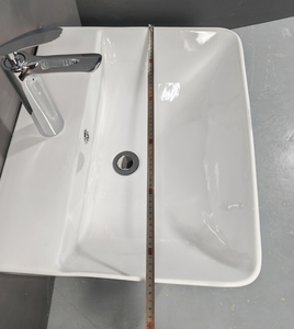 Lavabo mural en céramique monobloc de style moderne pour salle de bain avec revêtement autonettoyant et garantie de 5 ans - Product Image 4