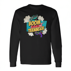 T-shirt a maniche lunghe da adolescente Boom Official, girocollo, stampa digitale, unisex, per adolescenti, ritorno a scuola, laurea - Product Image 3