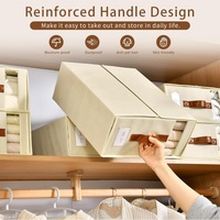 Organisateur de rangement pour draps en tissu non tissé de haute qualité avec fermeture éclair, organisateur de literie empilable pour couvertures et housses de couette, visible