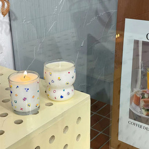 Tasse en verre peinte à la main thé vert bougie d'aromathérapie en cire de soja blanche parfumée pour cadeau - Product Image 2