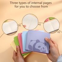 Carnet de notes portable carré mini format poche, reliure rigide, emballage en sac OPP, vente en gros, motif panda de dessin animé, journal intime personnel