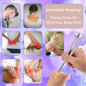 Ensemble de diapasons de qualité médicale 128Hz 136Hz 256Hz 384Hz pieds d'activateur de gemme pour la thérapie par le son de méditation de yoga comprend une boîte-cadeau - Product Image 4