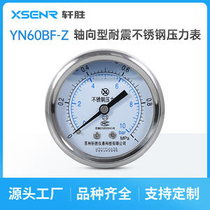 Manomètre en acier inoxydable Suzhou Xuan Sheng 60 mm 1 MPa 10 bars, double échelle, analogique, montage horizontal - Product Image 5