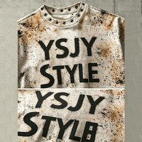 T-shirt Homme Personnalisé par le Fabricant, Grammage Lourd, Effet Délavé, avec Œillets Métalliques et Motif Graphique Vieilli, Style High Street Y2K