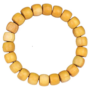 Pulsera de Madera de Sándalo Amarillo con Cuentas Cilíndricas de 10x8mm, Hilo Único, Unisex, para Uso Diario, Joyería Cultural - Product Image 5