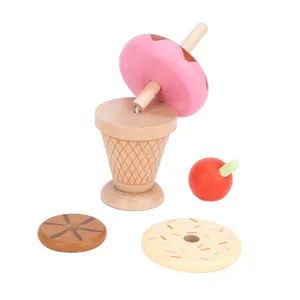 Gioco per bambini in legno ecologico gelato simulazione di gelato cibo Set Dessert illuminazione cibo giocattoli a strati