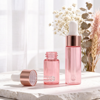Vente en gros de flacons compte-gouttes cylindriques miniatures en verre rose de 1 ml, 2 ml, 3 ml, 5 ml, flacons vides pour échantillons d'huiles essentielles, compte-gouttes en or rose, sérum