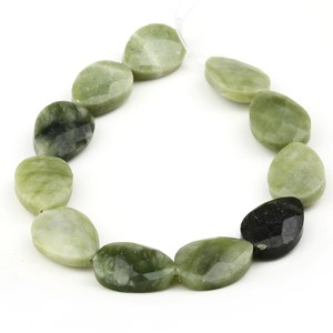 Perles ovales en forme de larme en jade aigue-marine naturel du Canada, 12*16mm, semi-précieuses, en vrac, pour bracelet fait main - Product Image 4