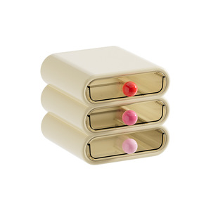 Transparent Cosmetic Storage Box Creamy White Gradient Pink <b>Rectangle</b> Minimalist Desktop Organizer for Home Bedroom Makeup - Product Image 2