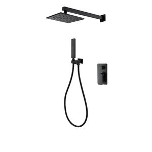 Set doccia a pioggia calda e fredda nera opaca di lusso <span class=keywords><strong>miscelatore</strong></span> doccia termostatico a parete in ottone - Product Image 4