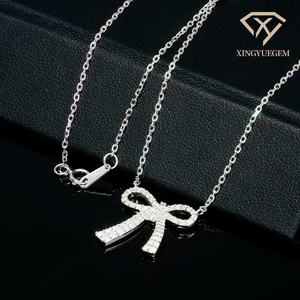 Custom Good Quality 925 Sterling Silver Trendy Third Party Certified Pendant <b>Necklace</b> with Round Brilliant Cut <b>Moissanite</b> - Product Image 5