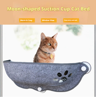 Hamac pour chat à fixer sur fenêtre avec ventouses puissantes, lit pour chat en feutre en forme de lune avec coussin en coton, perchoir solaire peu encombrant pour chats d'intérieur