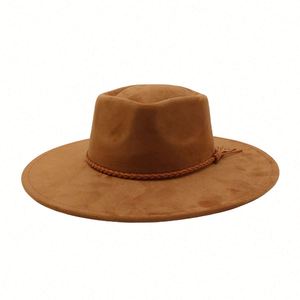 Sombrero Fedora de Ala Ancha con Borlas y Decoración de Corazón en Forma de Corona, de Ante Vegano con Estampado Láser Quemado, Novedad 2026 para Mujer - Product Image 3