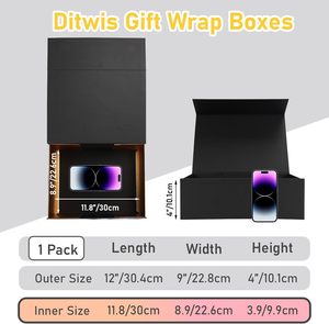 Cardboard Rectangular Gift Box Magnetic Closure Lid Black-Gold for Wedding <strong>Groomsmen</strong> Bridesmaid <strong>Proposal</strong> - Product Image 3