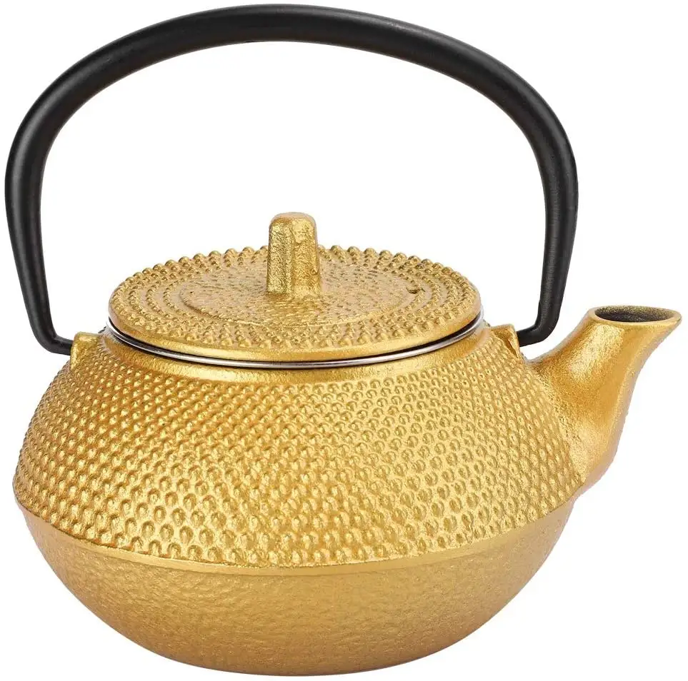 Oro Ghisa Bollitore per il Tè, Giapponese Ghisa Teiera con Infusore In Acciaio Inox per Sciolto Foglia di Tè