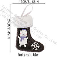 Chaussette de Noël en fausse fourrure Sherpa, motif ours polaire et flocon de neige, sac cadeau en peluche à suspendre, décoration pour arbre et cheminée