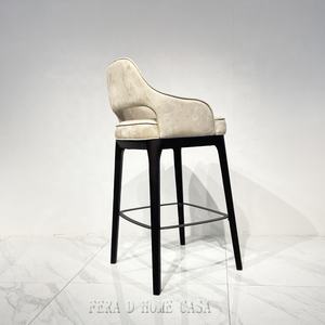 Chaise de bar moderne <span class=keywords><strong>en</strong></span> tissu velours, vente <span class=keywords><strong>en</strong></span> gros, <span class=keywords><strong>tabouret</strong></span> de bar nordique <span class=keywords><strong>en</strong></span> <span class=keywords><strong>bois</strong></span> massif ASH - Product Image 5