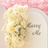 Mur de fleurs en tulle rose, ensemble de panneaux d'arche blanche, fleurs artificielles à lumière néon pour la décoration et les fournitures de mariage