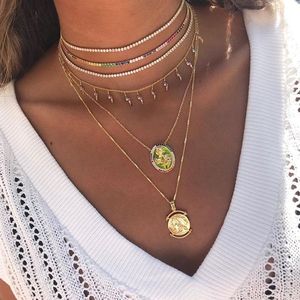 2024 New Arrived Hot Selling European Women Jewelry <strong>Choker</strong> 2mm CZ <strong>Tennis</strong> Chain rainbow Necklace for Women - Product Image 4