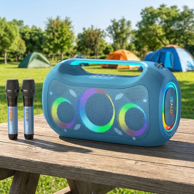 New Zealot Speaker ZE51 250W Portable Karaoke Speaker Dual Microphone RGB LED Waterproof Supported Home Theatre & Outdoor