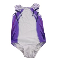 Justaucorps sans manches pour filles Winora avec rayures violettes et blanches, taille élastique, vêtements de danse pour enfants