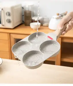 Ấm chiên trứng Burger Máy Pan Pan không dính nhà bốn lỗ ăn sáng nồi nhôm chiên Chảo Mini chiên Trứng thần Pancake nồi - Product Image 2