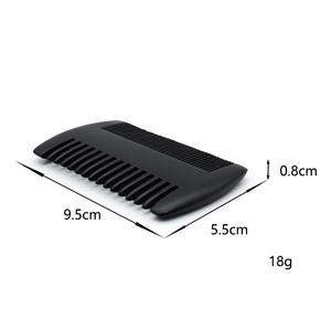 <span class=keywords><strong>Peigne</strong></span> à barbe antistatique à dents fines et grossières, couleur noire, logo personnalisé, double face, en bois naturel, avec étui en PU. - Product Image 2