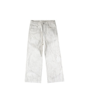 Vaqueros Americanos Vintage de Estilo Niche con Tie-Dye, Desgastados, Blancos, Holgados, Versátiles, Rectos, Estilo Urbano, Casual, Hip Hop, Lavado Claro, Verano - Product Image 1