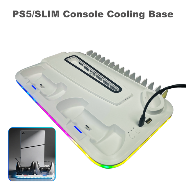 For Slim Cooling Stand with RGB Lights and Game Controller Charging Plastic Material