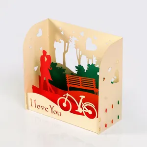 بطاقات الحب ثلاثية الأبعاد, أفضل اختيار رومانسي وجميل يوم لطيف تصميم 3D عيد الحب بطاقات ثلاثية الأبعاد المنبثقة OEM ODM