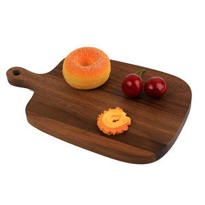Planche à découper en bois de noyer noir 26x16x2cm avec poignée pour pain, pizza, steak, sushi, plateau rectangulaire - Product Image 5