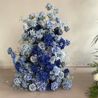Chemin de table floral personnalisé pour mariage, en soie artificielle, 90 cm, roses bleues, pour décoration de fête de mariage et vitrine