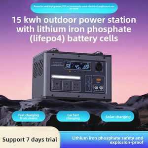 สถานีไฟฟ้าพกพา LiFePO4 2400W 1200Wh ชาร์จเร็ว ความจุสูง 697500mAh เครื่องกำเนิดไฟฟ้าพลังงานแสงอาทิตย์แบบพกพาสำหรับใช้งานกลางแจ้ง พลังงานแสงอาทิตย์แท้สำหรับรถยนต์ - Product Image 6