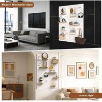 Organisateur mural en bois perforé, panneau de présentation en bois avec étagères flottantes, rangement domestique, buffet décoratif