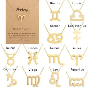 Collier horoscope avec diamant plaqué or pour femmes, bijoux de 12 signes du zodiaque, cadeau de la saint-valentin, nouvelle mode 2020