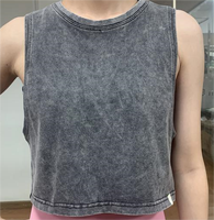 Tank Top Crop wanita, rompi Yoga olahraga kasual warna kustom, Tank Top olahraga