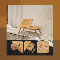 Bureau pour ordinateur portable en bambou naturel avec réglage en hauteur et port USB pour la maison, le salon, OEM, ODM, logo personnalisé, vente en gros