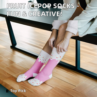 Mignon Kawaii Harajuku conception femme Happy Food chaussettes fruits Icepop équipage longueur robe tricotée personnalisée parfait cadeau de noël corps