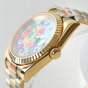 Custom 39mm Puzzle Golden NH35 <strong>Self</strong> <strong>Winding</strong> <strong>Automatic</strong> Own Logo Reloj Les Montre <strong>Watch</strong> - Product Image 6
