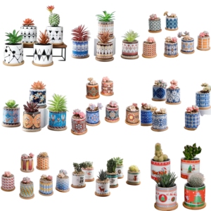 Lớn Nhỏ Hình Lục Giác Trắng Gốm Bìa 10-Mảnh Chậu Hoa Nồi Tre Khung Lót Vườn Trang Trí Nội Thất Kit Bền Hiện Đại - Product Image 4