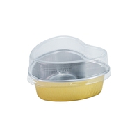Moules à pâtisserie en forme de cœur 3,4 oz en aluminium avec couvercles, jetables, pour pudding, muffins, cupcakes, ramequins pour Noël