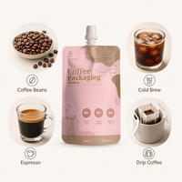 Pochette de café liquide imprimée sur mesure avec bec verseur, concentré de café froid prêt à boire, emballage stand-up, vente en gros
