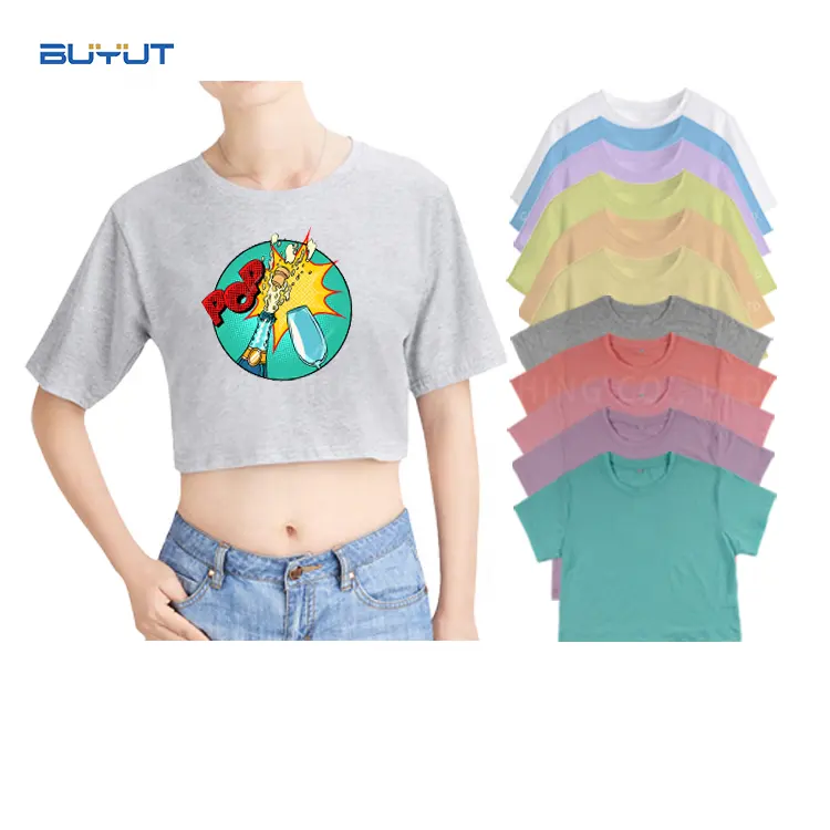 T-shirt For Women BUYUT Manufacturer Cotton Feel T Shirt Polyester Tees For Shirts Women Color Crop Top Shirts For Sublimation Printing