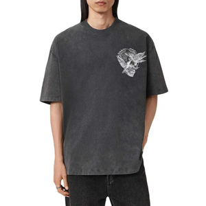 Camiseta de Algodón Personalizada para Hombre, de Alta Calidad, Estilo Vintage, Holgada, con Estampado en Serigrafía, Cuello Redondo y Tejido Grueso - Product Image 1
